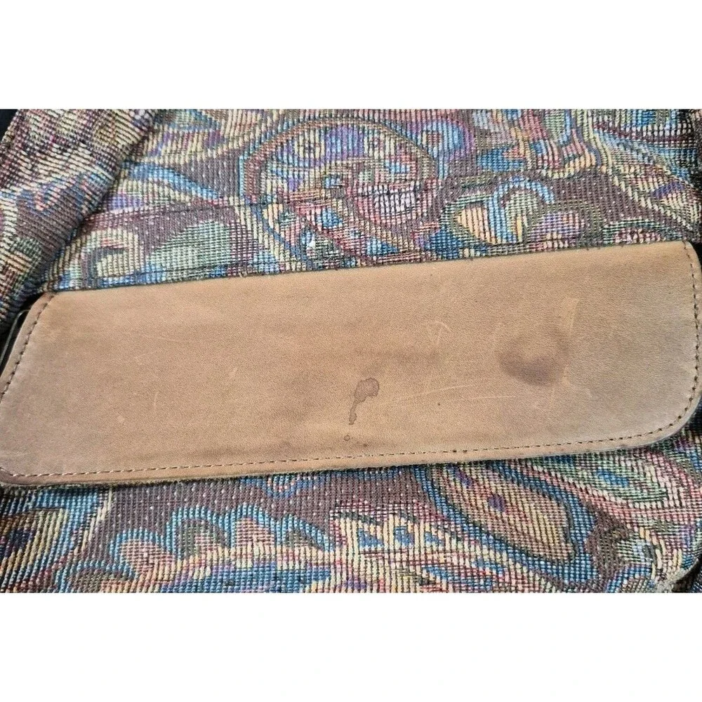 Vintage 90s LL Bean Tapestry Ameribag Sling Pack Paisley Leather Trimmed